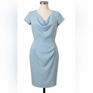 Adrianna Papell Light Blue Ruched Midi Dress